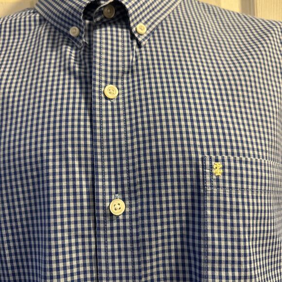 Izod XL Causal Light / Dark Blue Button Up Long Sleeve Shirt - Picture 3 of 8